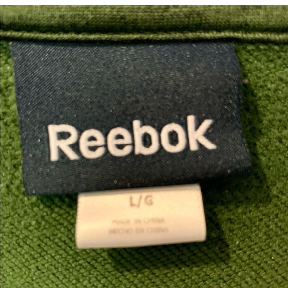 Reebok Men’s Olive Green Quarter Zip Pullover Sweatshirt Size Large Casual - Picture 5 of 7